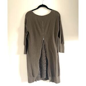 intimissimi knit pullover long sleeve dress with zipper and lace/ Brown/S